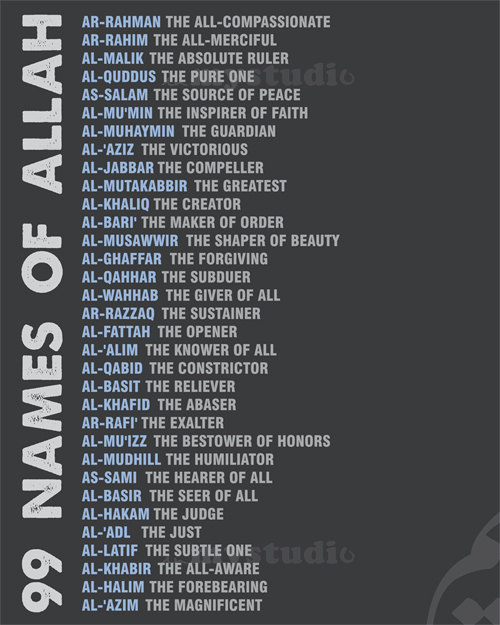 allah 99 names in english